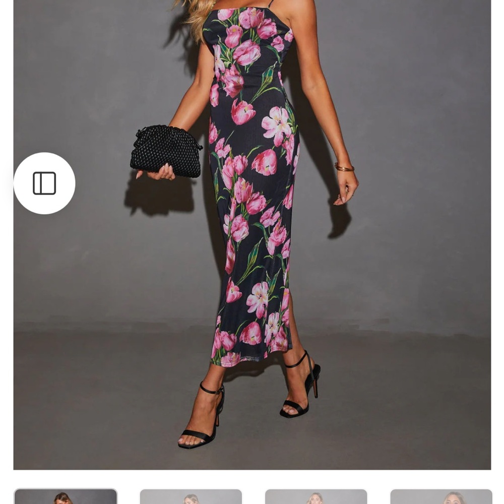 Vici Nuvola Printed Mesh Midi Dress - Black Multi